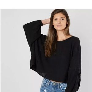 We the Free Free People waffle-knit open back sweater, black size XS